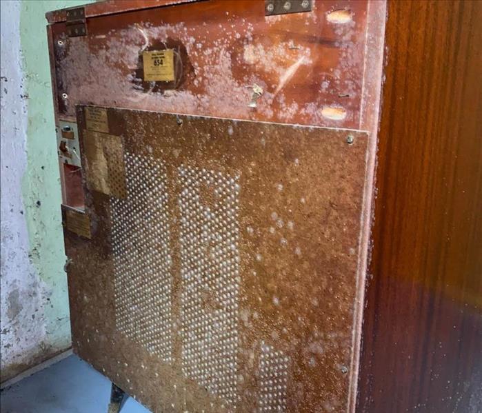 Mold growth behind furniture. 