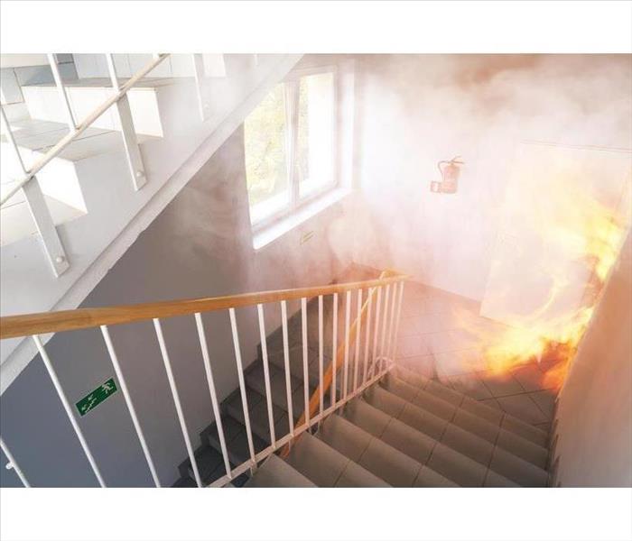 Fire in the stairs of a building